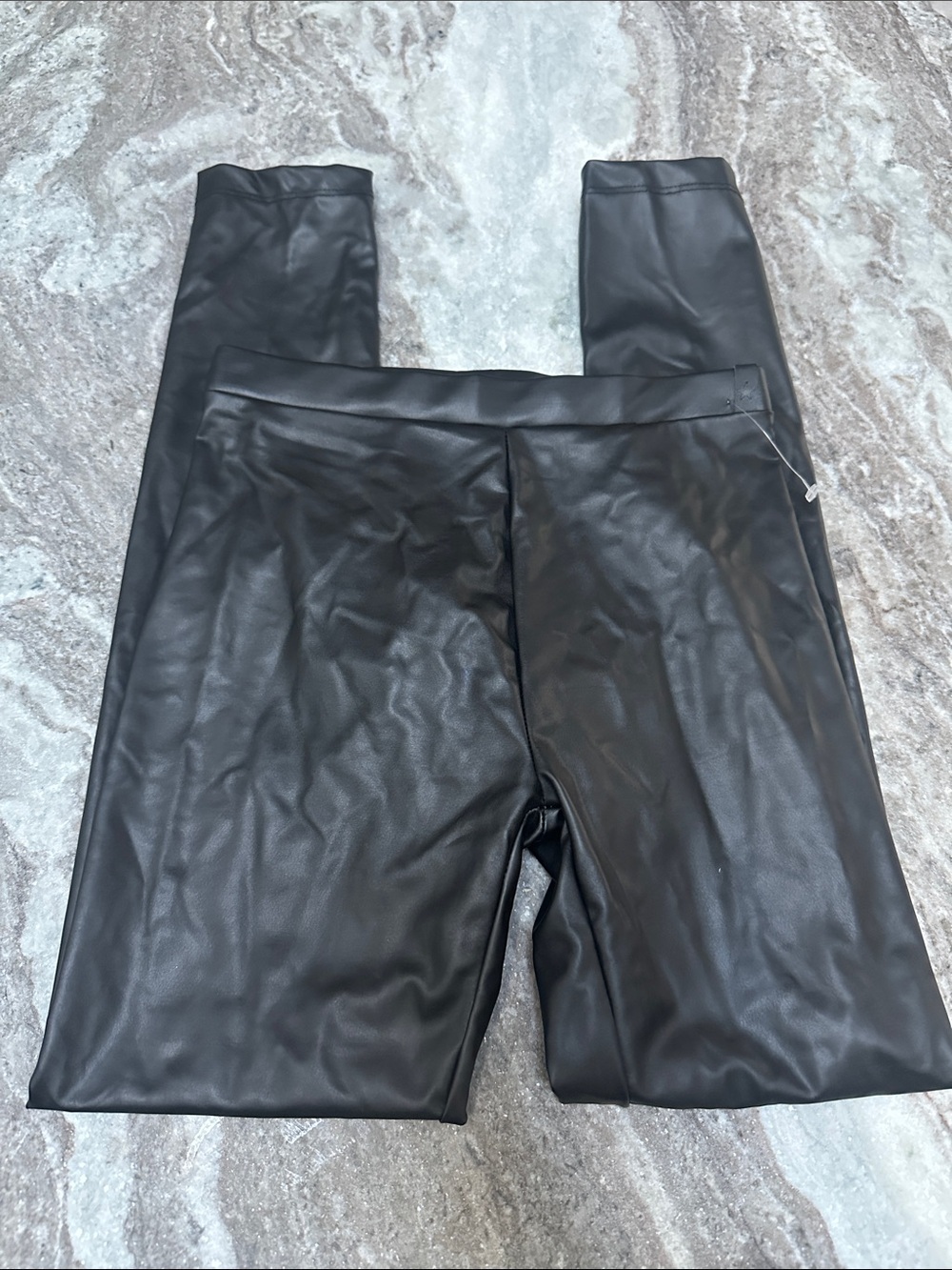 4/$25 NEW Zara Faux Leather Black Leggings Slim Fit Elastic Waist Girls Sz 10